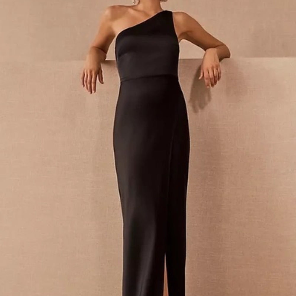 BHLDN Dylan Satin Charmeuse Dress in Black